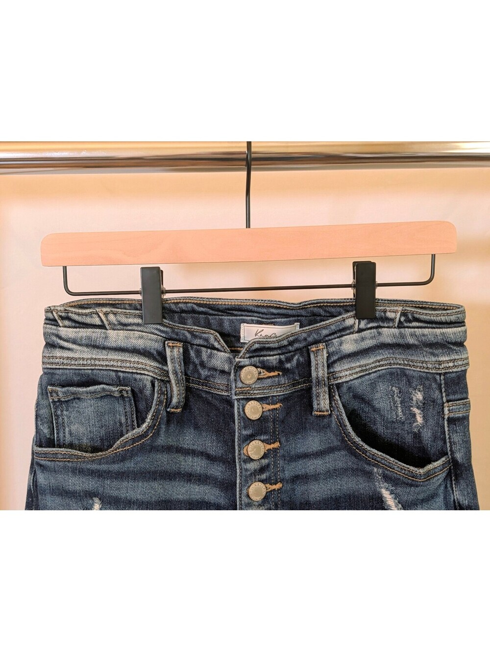 KanCan Kurvy Ultra High Rise Distressed Skinny Jeans Dark Wash Button Fly 28 - Picture 4 of 6